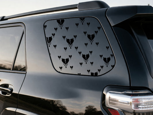 Goth Dripping Broken Heart Window Decal (2 Pack) – Devil Heart Vinyl Sticker for Car Quarter Panel Windows – Dark Love Gothic Car Decals