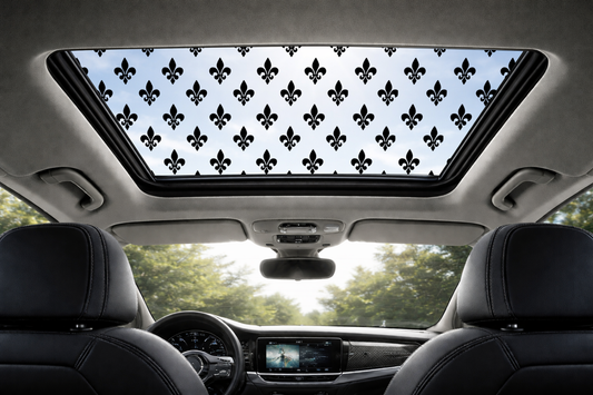 Gothic Fleur-de-Lis Sunroof Decal – Seamless Pattern Car Roof Vinyl Wrap – Shadow Casting Window Overlay