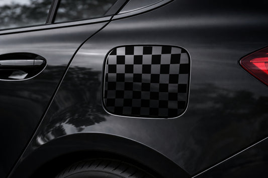 Checkered Print Fuel Door Decal –  Checkered Fuel Door Sticker | Car Vinyl Overlay