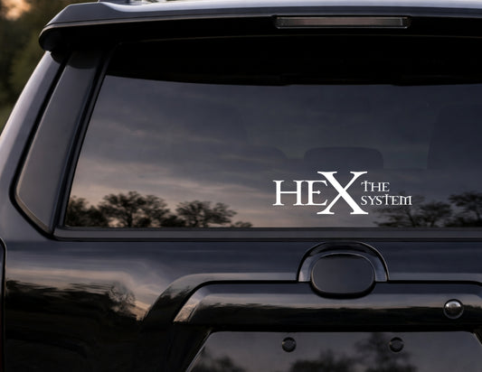“Hex the System” Vinyl Decal – Gothic Witch Aesthetic Car Window Sticker | Dark Alt Occult Design