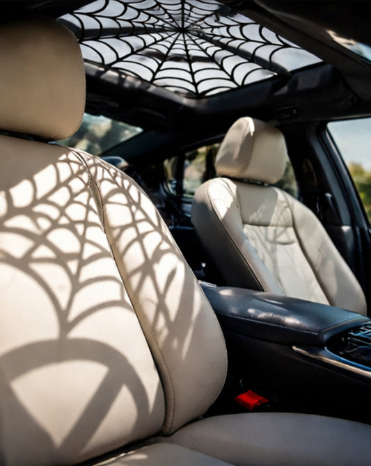 Gothic Spiderweb Sunroof Decal – Car Roof Vinyl Overlay – Cast Shadow Window Sticker – Halloween Goth Car Accessory